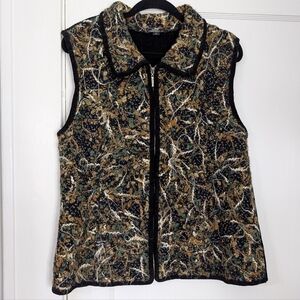 Lisa International Textured Tapestry Zip Vest XL (P2P 21”)